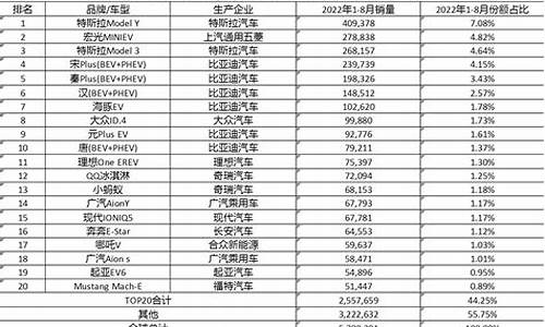 全球新能源汽车销量排行榜